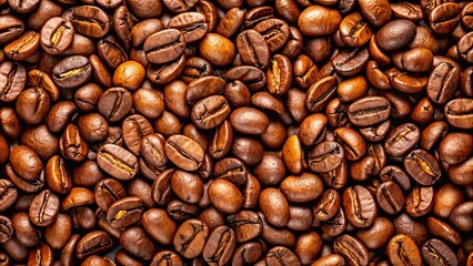 Obraz premium Close-up of coffee beans , Roasted, Arabica, Texture, Brown, Aromatic, Close-up, Background, Organic, Espresso, Beverage, Ingredient