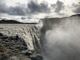 Dettifoss waterfall in Iceland in black and white