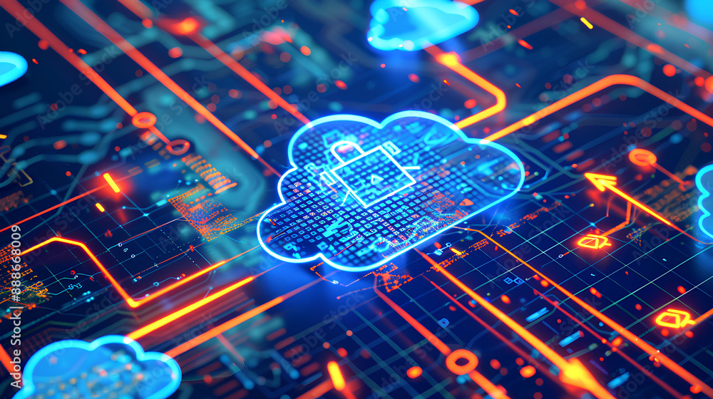 Poster cloud computing cost efficiency, cost efficiency in cloud computing with an image showing pay-per-us