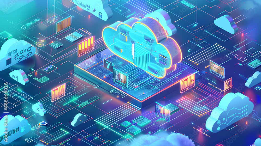 Poster cloud computing cost efficiency, cost efficiency in cloud computing with an image showing pay-per-us
