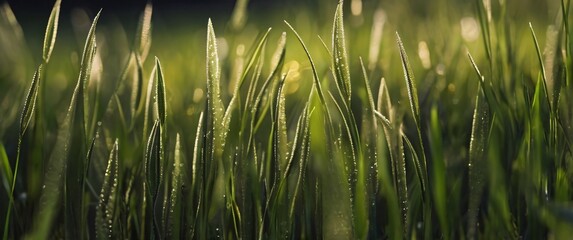closeup grass with sunshine