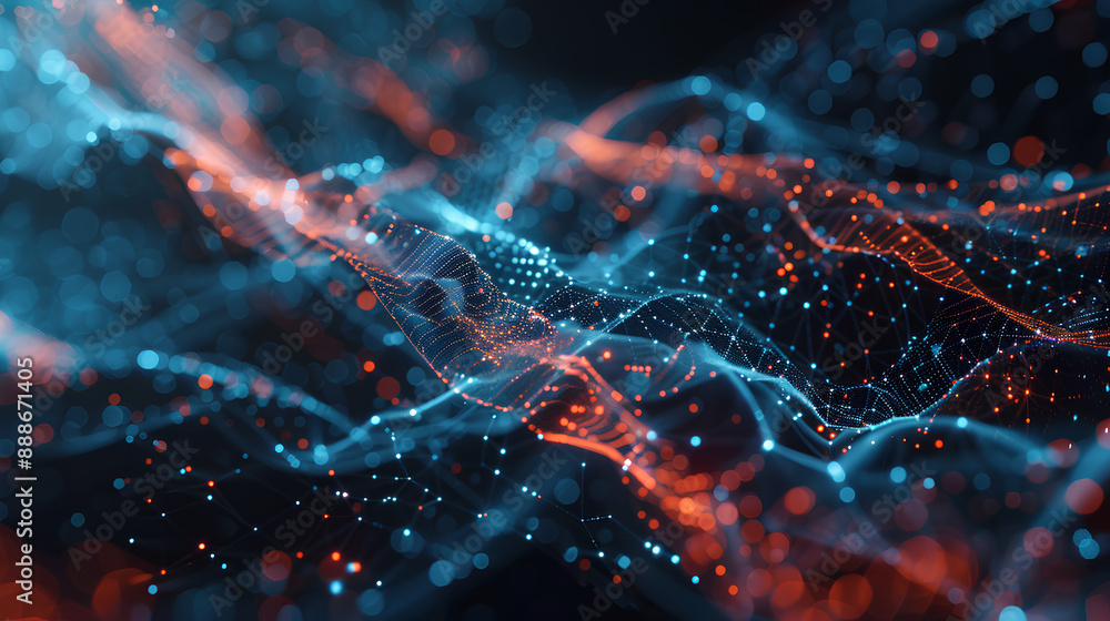 Poster digital background perfect for tech processes, neural networks, artificial intelligence, data transf