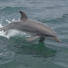 Fototapeta premium dolphin jumping out of the water with its head above the water