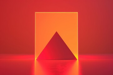 Fototapeta premium Glowing Geometric Art Featuring Red and Orange Triangular Shapes in Abstract Design