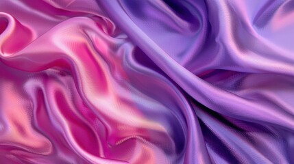 Obraz premium Close-up of luxurious pink and purple silk fabric, showcasing its smooth texture and vibrant colors.