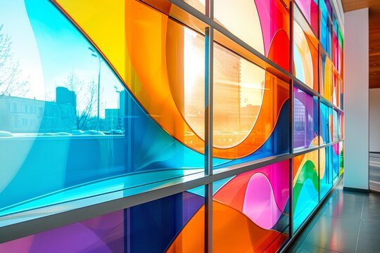 Multicolored film for decorative window dressing production of interior advertising using vinyl self adhesive