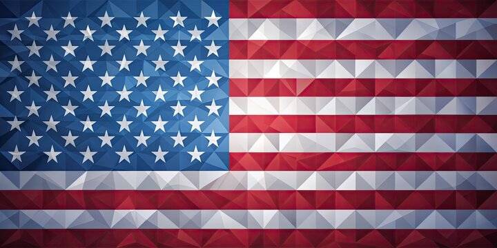 American flag designed in geometric polygonic style, USA, patriotism, geometric, national symbol, stars and stripes