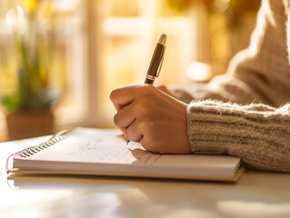 person writing on a notebook