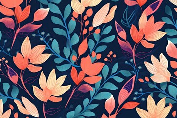 Pattern, seamless, wallpaper, floral, flower, ornament, vector, decoration, leaf, illustration, design