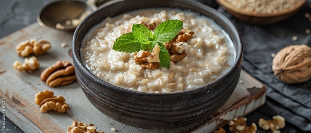 Sticker Nutty rice porridge with added dairy