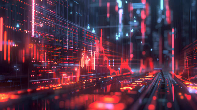 E-commerce Metrics Futuristic Background for Online Retail Analytics. Dynamic data visualization, charts, and graphs presenting insights into digital commerce trends and performance