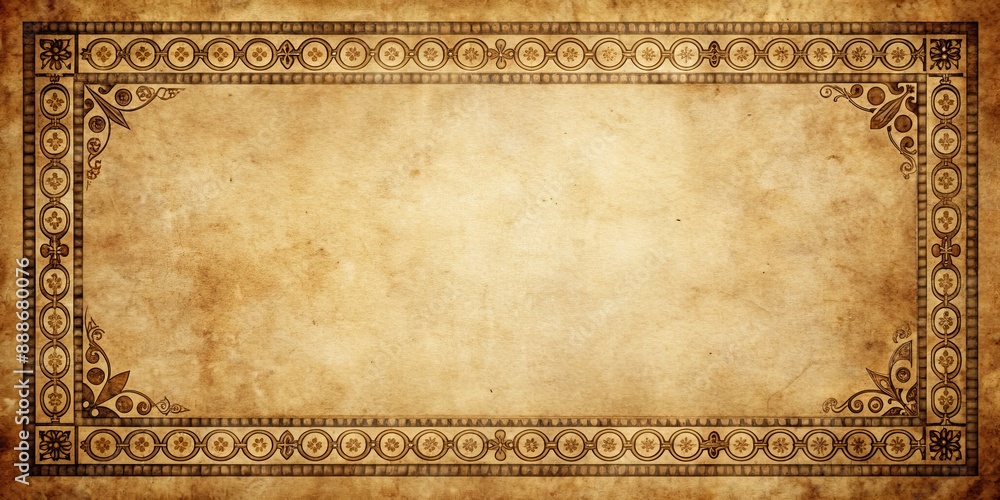 Poster Ornate border on weathered paper with a silent film style, retro and vintage aesthetic, ornate, border, silent film