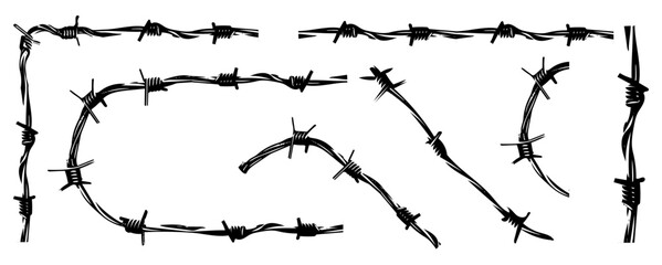 wire fence, Barbed wire, spiked wire, Razor wire element	