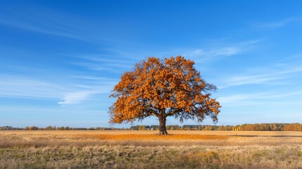 Oak trees marking the autumn time in the countryside, Oak, Time, Countryside