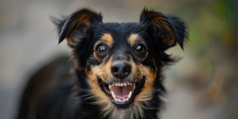 close up photo of a happy dog with a happy expression on its face, generative AI