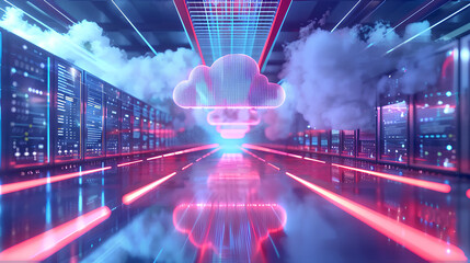 Hybrid Cloud Integration Architecture, a hybrid cloud integration architecture within a data center concept with an image depicting seamless integration between on-premises infrastructure, AI Stock Il