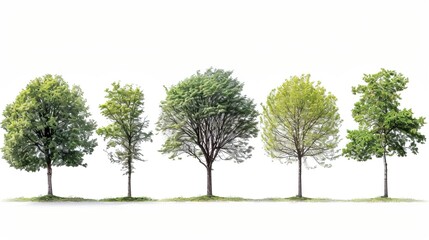 Fototapeta premium Set beautiful trees isolated on white background