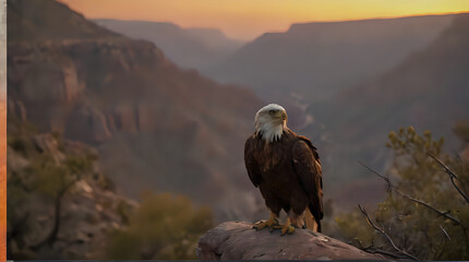 Fototapeta premium a bird that is sitting on a rock in the mountains