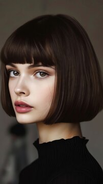 A woman with a short bob hairstyle.