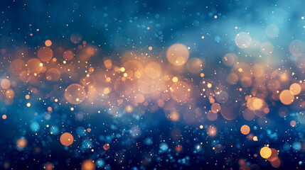 Blue and gold Abstract background and bokeh on New Year's Eve. AI generative.