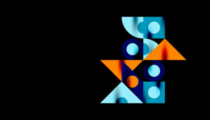 Colorful triangles circles square geometric design. Abstract background for wallpaper, banner, backdrop, card, book Illustration, landing page