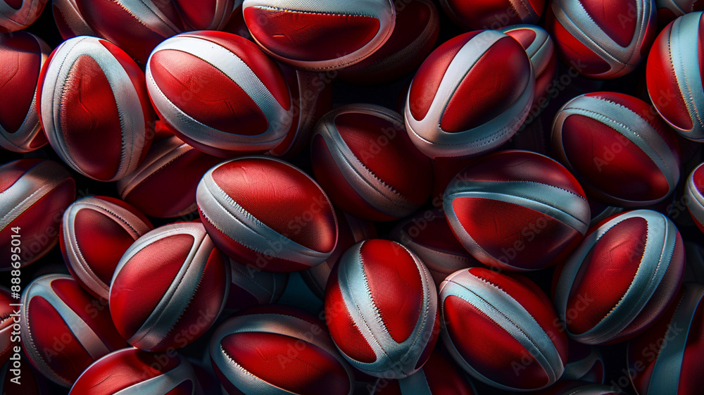 Wall mural Background of rugby balls. Rugby balls background.