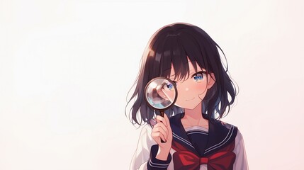 Obraz premium 虫眼鏡を持った女子学生36