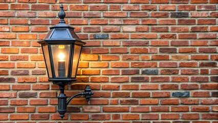 Street lamp mounted on brick wall , urban, light fixture, exterior, vintage, architecture, illumination, retro, lantern