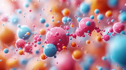 Abstract Colorful Spheres Floating in Space