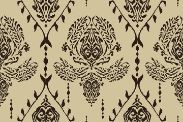 Ikat tribal Indian seamless pattern. Ethnic Aztec fabric carpet mandala ornament native boho chevron textile.Geometric African American oriental traditional vector illustrations. Embroidery style.