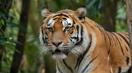 Fototapeta premium a tiger that is walking in the woods