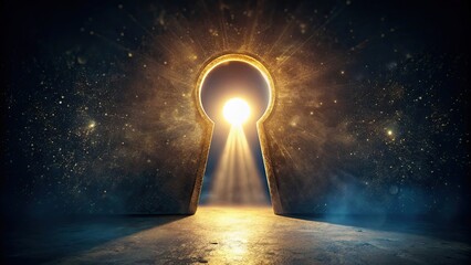 Mysterious keyhole with light shining  rendering , mystery, keyhole, light, shiny,rendering,fantasy, magical, abstract
