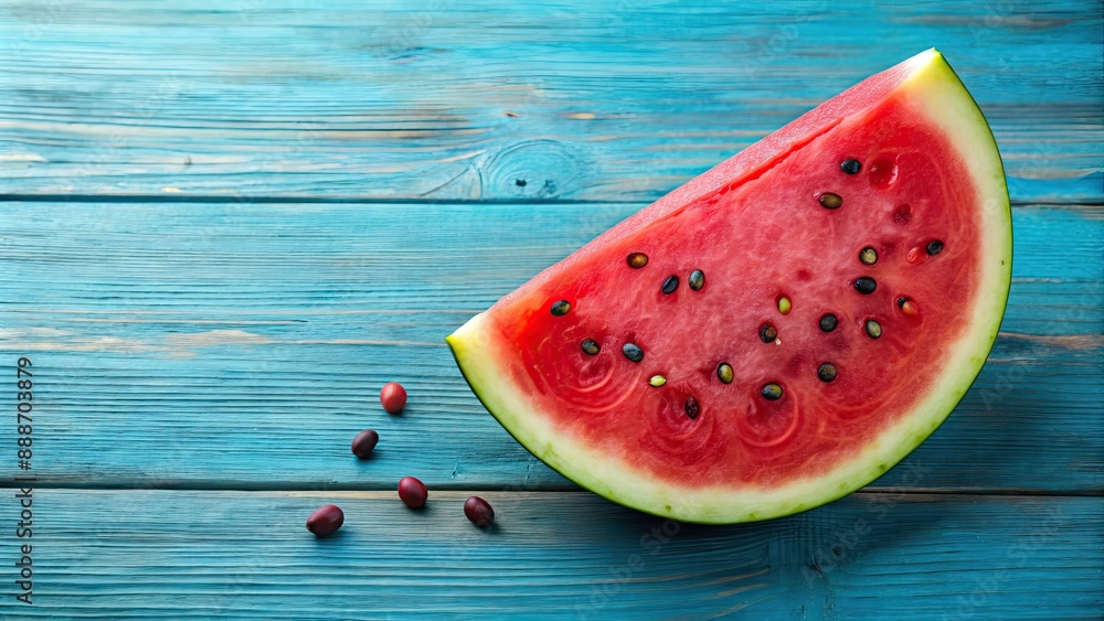 Sticker Fresh slice of watermelon with seeds, watermelon, slice, fresh, fruit, food, red, summer, juicy, sweet, dessert, healthy