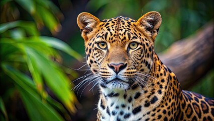 Obraz premium Leopard blending in with its natural background, Leopard, predator, camouflage, wild animal, feline, nature, spotted, wilderness