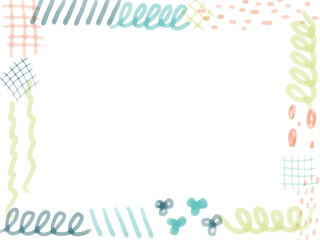 手描き水彩落書きお手紙フレーム赤緑青