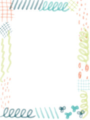 手描き水彩落書きお手紙フレーム赤緑青