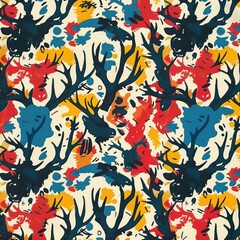 Obraz premium Rustic Hunting Pattern Background, Contemporary Outdoors Wallpaper, Nature Lover Wildlife Backdrop Concept, Camping Hunter Hiker Textile Design, Wilderness Forest and Animal Themed Art