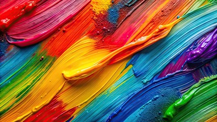 Abstract background of colorful acrylic paint brush strokes , vibrant, artistic, creative, texture, design, art, painting