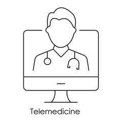Telemedicine Icon with editable stroke.
