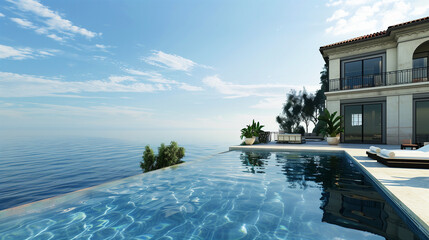 Fototapeta premium Elegant Mediterranean Villa with Infinity Pool