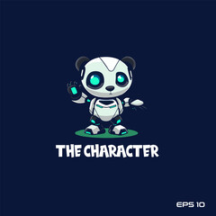 cyborg robot panda, character, vector, illustration, eps 10, mascot, logo