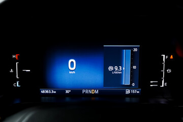 car​ instrument panel, car​ speed motor of​ night, car​ dashboard​ modern​ automobile...