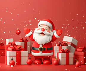 Santa Claus Celebrating Christmas with Gifts.