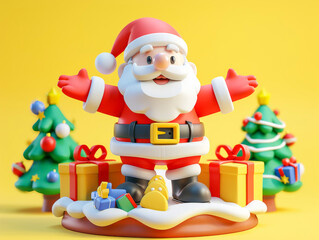 Cheerful Santa Claus Figurine with Gifts.