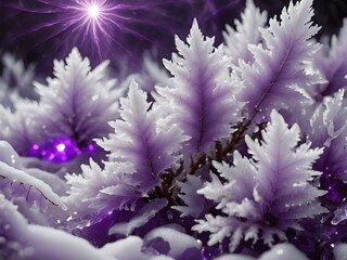 Mesmerizing blend of purple and white in this forest, with a peaceful stream and dramatic lightning