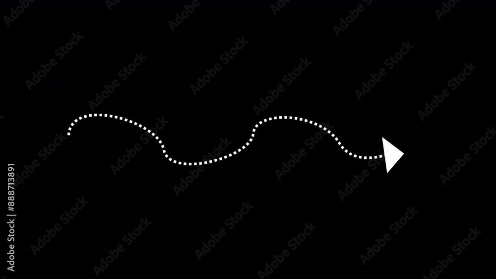 Poster set of dot arrow elements animation on black background, creative arrows set animation dotted animat