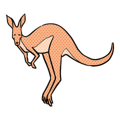 Hand drawn jumping kangaroo halftone color vector illustration
