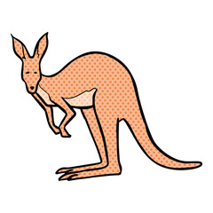 Hand drawn standing kangaroo halftone color vector illustration