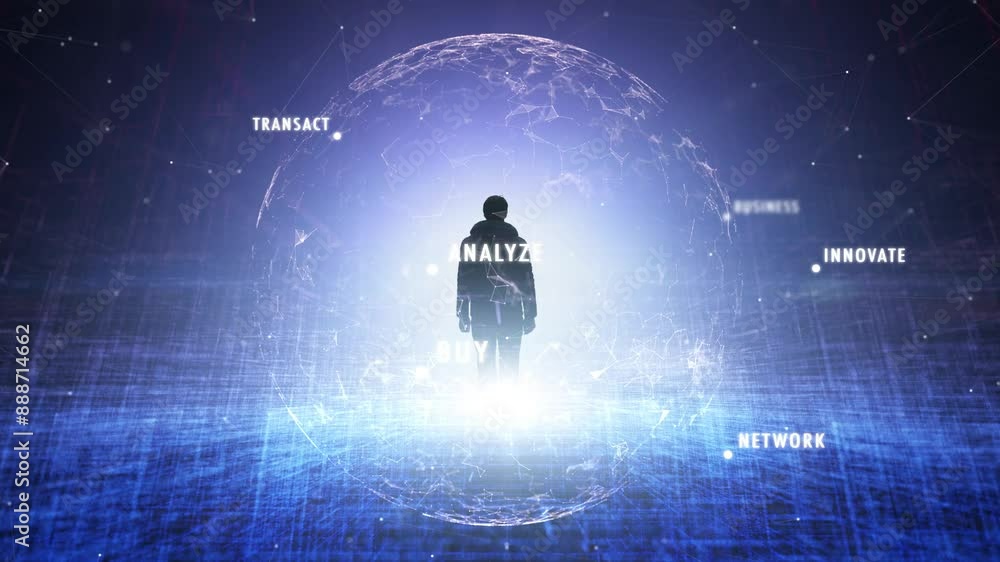 Wall mural futuristic augmented digital artificial intelligence city with people silhouette and technology netw
