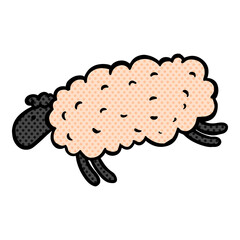Hand drawn jumping sheep halftone color vector illustration